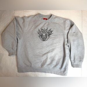 Vans Smile Spike Crew Ash Heather Size Medium Sweatshirt Grey Sk8